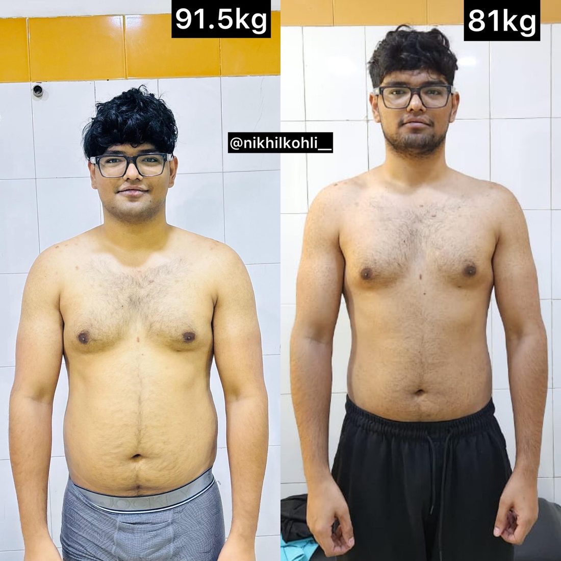 Abhay's transformation — 91.5kg to 81kg