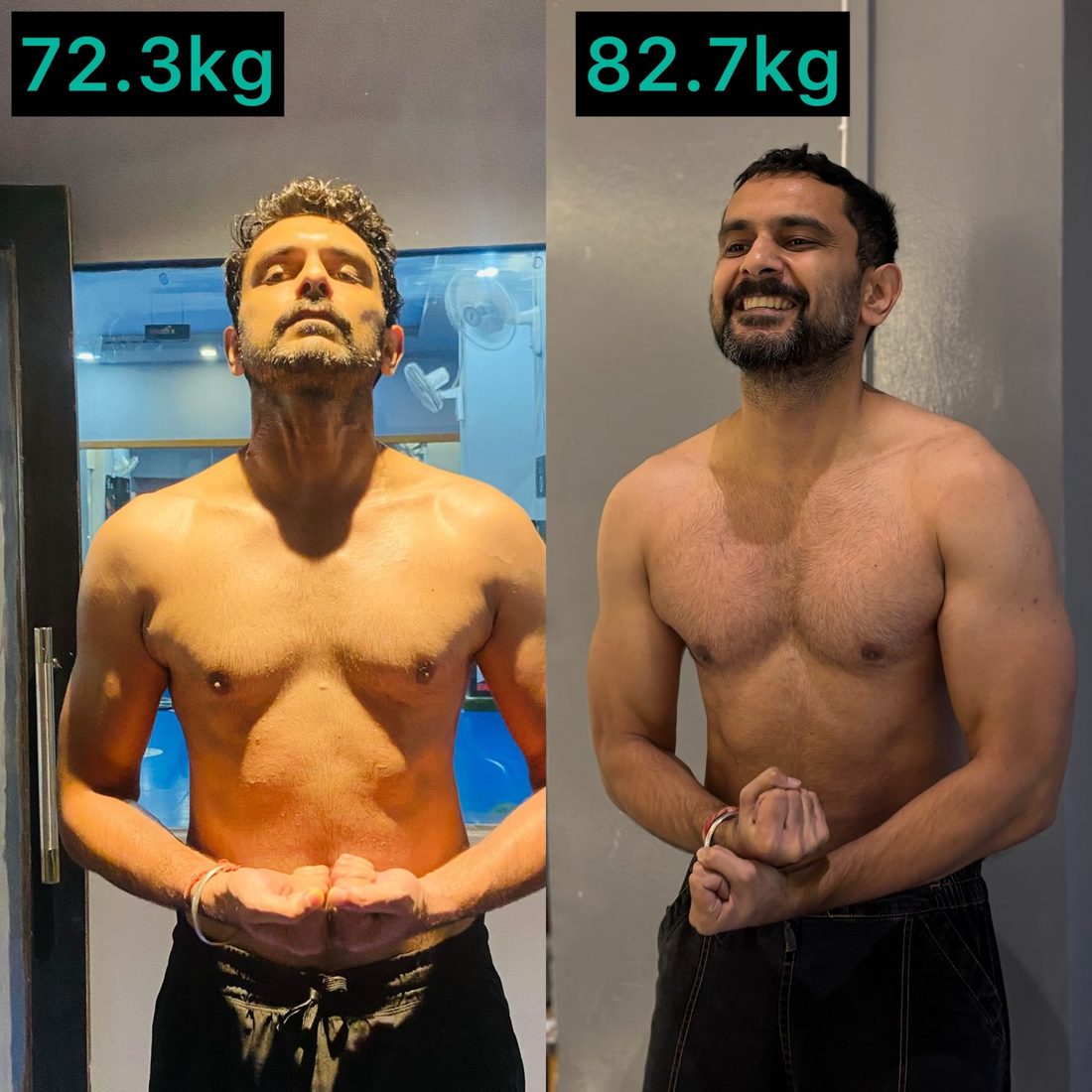 Milan's transformation — 72.3kg to 82.7kg, 7kg lean muscle gained naturally